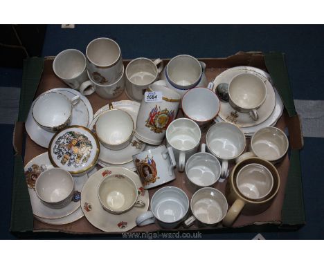 A quantity of Commemorative china including miscellaneous mugs, plates, coronation cups and saucers