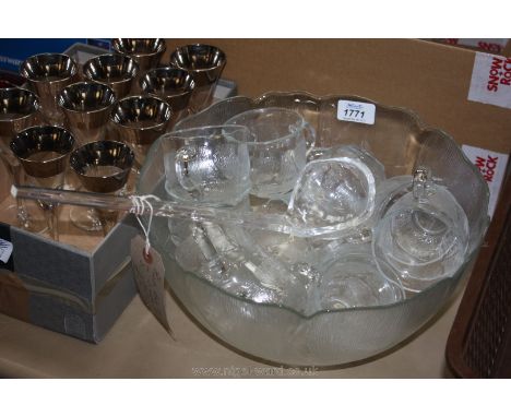 A Punch Bowl, twelve cups, hooks and ladle