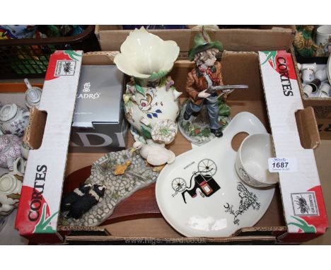 A quantity of china including Royal Staffordshire breakfast Cup and saucer by Clarice Cliff, Border Fine Arts 'First Lesson',