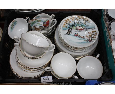 A New Chelsea bone china Teaset including six cups and saucers, tea plates, and a CTS part Teaset including five cups, six sa
