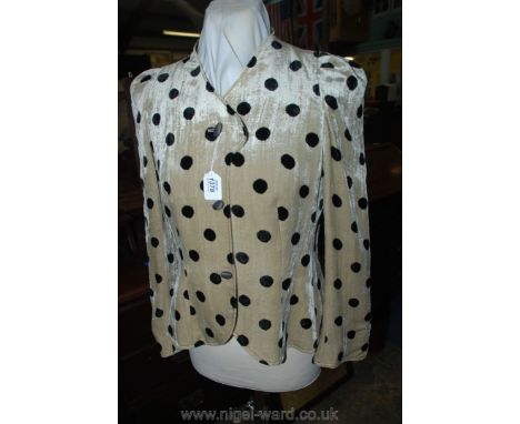 A Ladies vintage Armani cream and black velvet Jacket, size 10/12