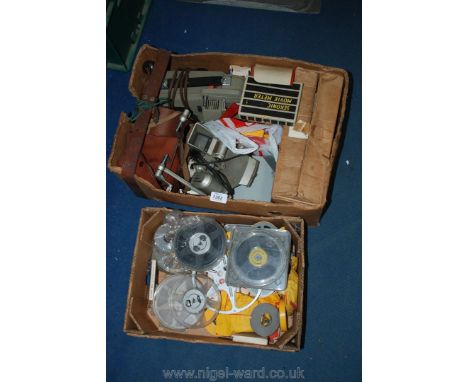 A Kodak Brownie Movie Camera with film reels plus a Brownie Camera cased, a Projector, a Slide Projector, etc