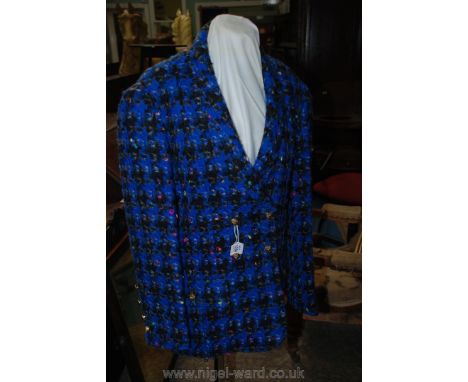 A vintage ladies Jacket by Jean Claire, blue flecked wool with gold buttons, size 12.