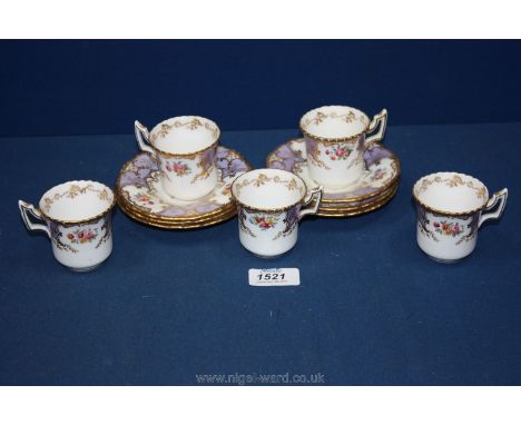 A pretty Coalport part Coffee Set for T. Goode & Co., including six saucers and five cups