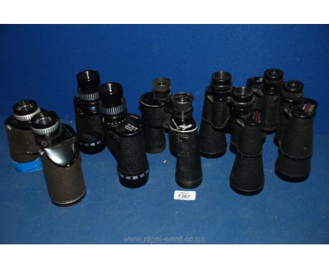 Five sets of Binoculars - Primz 12 x 50, Mark Scheffel 32 x 50, Bausch and Lomb, Chinon Countryman 10 x 50 and Pathescope 7/1