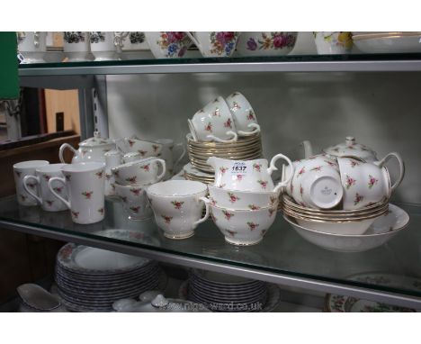 A box of assorted Duchess rose pattern bone china