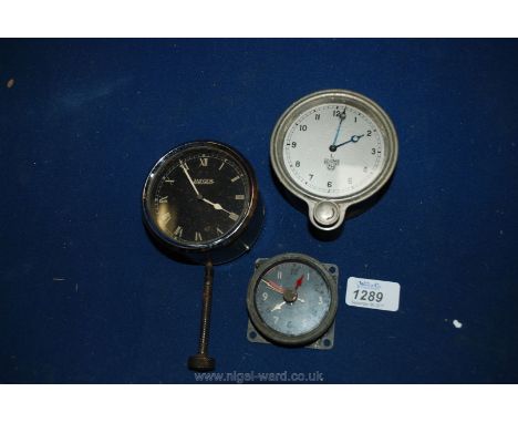 Two Vintage Car Clocks (Jaegar and Smiths) and a military Clock
