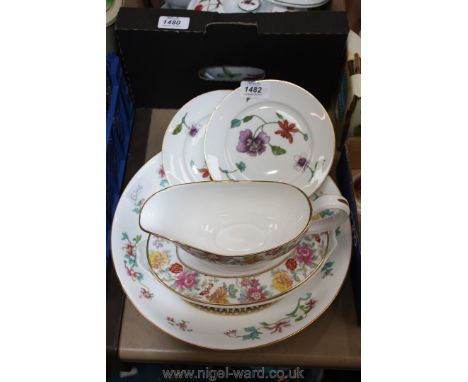 A quantity of china including two Royal Worcester 'Astley' pattern tea plates, Royal Worcester gravy boat and a Limoges 'Alum
