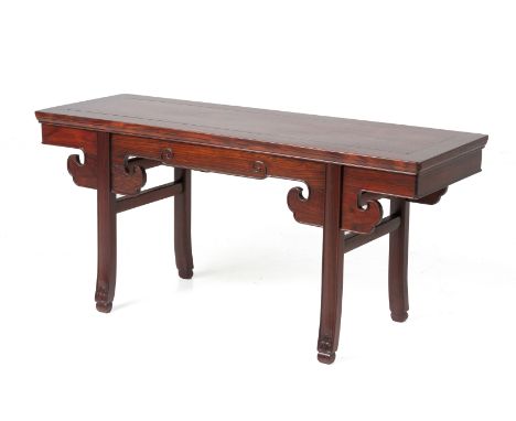 A ROSEWOOD LOW CONSOLE OR ALTER TABLE
With scroll decoration
102cm x 46cm x 34cm
Condition: For a condition report or further