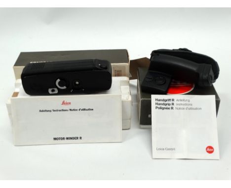 A Leitz Leica Motor Winder-R in black finish with instructions, in maker's box with          original warranty card attached 