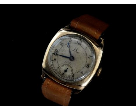 Omega - An early gold plated gentlemans mechanical wristwatch, Omega movement with 15 jewels, No.8179712, case No.614, the si