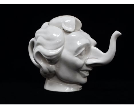 Political Memorabilia - A Fluck &amp; Floor caricature Spitting Image teapot modelled as the head of Margaret Thatcher, heigh