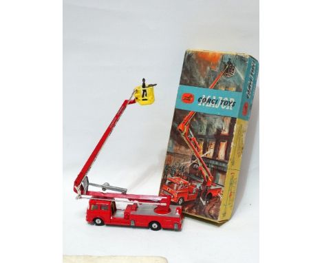 CORGI - Simon Snorkel fire engine No.1127, comprising of red body with yellow interior and firemen figures, with instruction 
