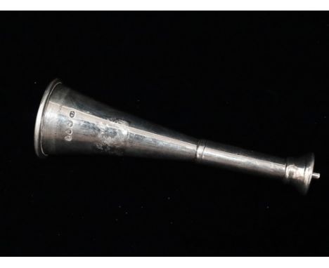 A Victorian silver table lighter modelled as a hunting horn, London 1891, maker's mark for Joseph Braham, retailer's mark for