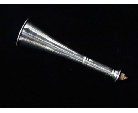 A Victorian silver table lighter modelled as a hunting horn, London 1898, indistinct maker's mark, height 12.2cm.