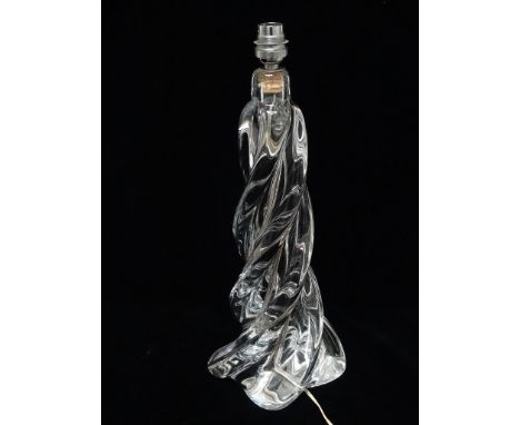 Sevres France glass table lamp - An early to mid 20th century four twist glass column lamp, marked to base, height 38cm. 