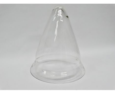 19th century gas pendant light shade - A clear glass circular tapering shade, height 37cm, diameter 31cm. 