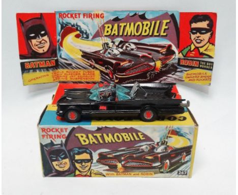 CORGI - Rocket Firing Batmobile With Batman and Robin No.267, with tow hook in gloss black, hubs with red 'Bat' logos. The mo