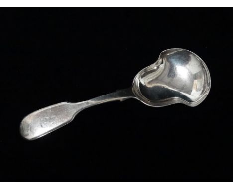 A William IV silver caddy spoon, London 1837, maker's mark for Benjamin Stephens, length 11.5cm, weight 26.6g.