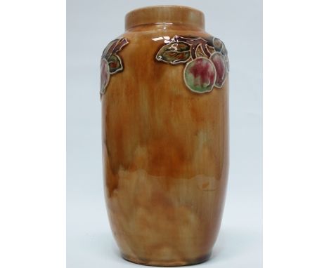 Royal Doulton - An Art vase in relief, X8909 9463 and stamped A and indistinct maker's mark for MB to base, height 20.5cm, di