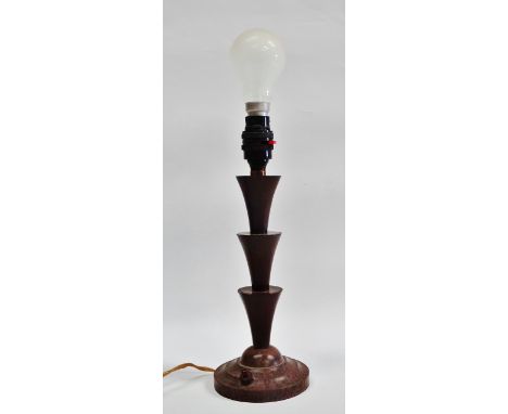 Bakelite electric lamp - A triple turned tapering column on circular base, height 31cm.