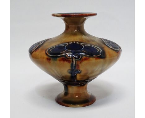 Royal Doulton - An Art Nouveau squat baluster vase, X6147 and maker's mark BW to base, height 14.5cm, width 15cm. 