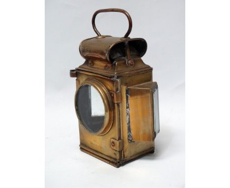 Automobilia - A 'Dependence' J &amp; R. Olfield Ltd ... brass early car rear lamp with bevelled glass clear sections, height 