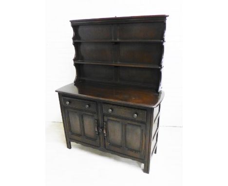 Ercol dark elm Welsh style dresser, 162 x 123cm 