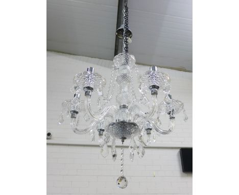 Modern glass Bethany chandelier light fitting with chrome mounts (unused, new with box) 