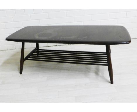 Ercol dark elm coffee table, 37 x 105cm 