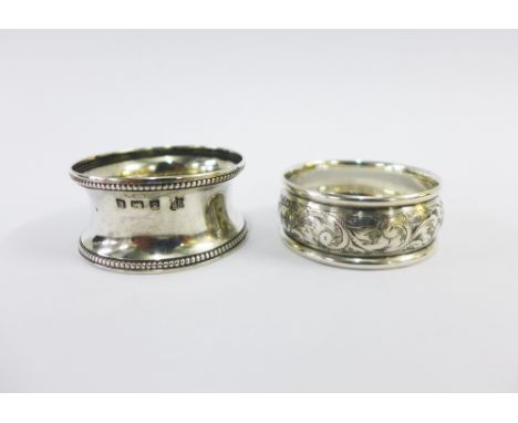 Chester silver napkin ring and a Birmingham silver napkin ring (2) 