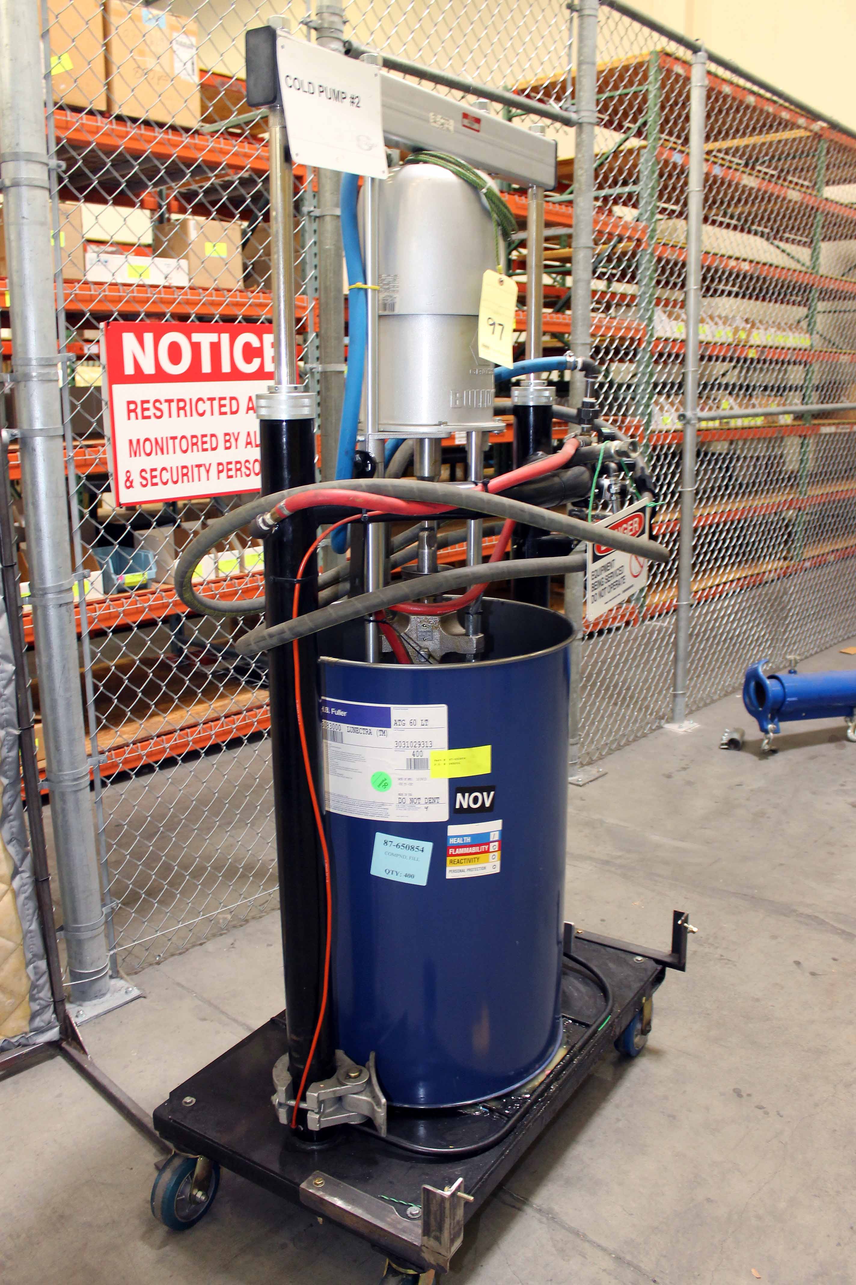 COLD GLUE DRUM PUMP, GRACO, 55 gal. cap. (Location 1 Techway)