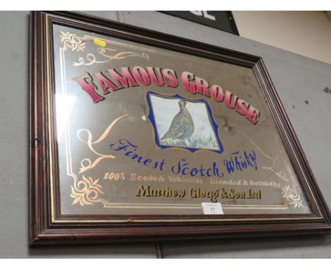 A FRAMED ADVERTISING MIRROR FOR THE FAMOUS GROUSE SCOTCH WHISKY BY MATTHEW GLOAG AND SONS LTD