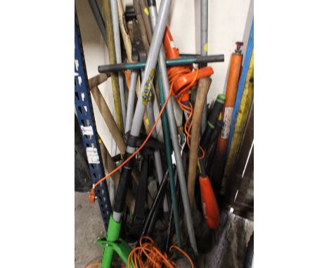 A LARGE SELECTION OF GARDEN TOOLS TO INCLUDE A FLYMO POWERED HOE