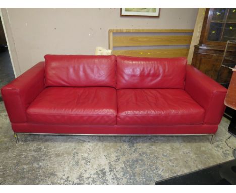 A RED DESIGNER SOFA - W 202 cm