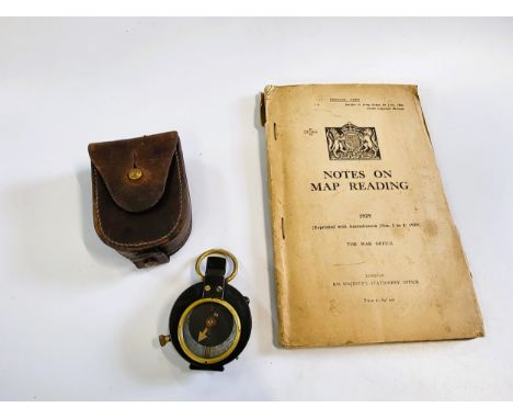 A WWI compass and notes on map reading (dated 1917) 