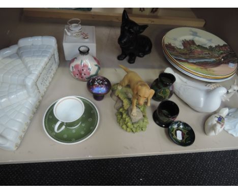 A selection of decorative ceramics including collectors plates, Coalport figure - Janice, Susie Cooper tea cup, saucer, Gouda