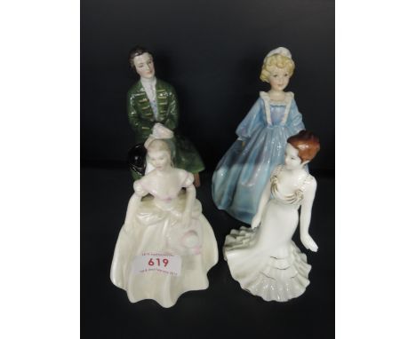 A Royal Doulton figure modelled as A Gentleman from Williamsbury HN2227, a Royal Worcester figure Grandmother's Dress 3081 an