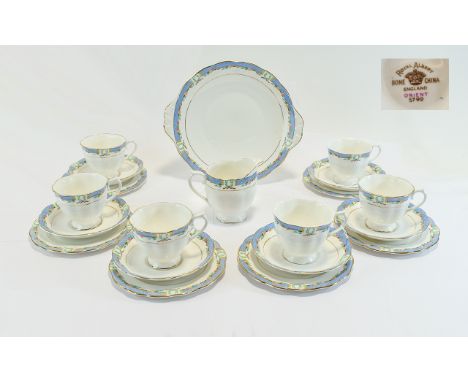 Royal Albert Fine Bone China ( 20 ) Piece Tea Service ' Orient ' Pattern No 5799. Comprises 6 Trios, 1 Sandwich Plate, 1 Milk