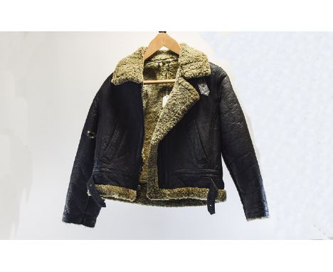 Vintage Leather -Shearling Biker / Bomber Jacket. Inside Jacket Label Reads - Original Shearling & Genuine Leather.  Size - M