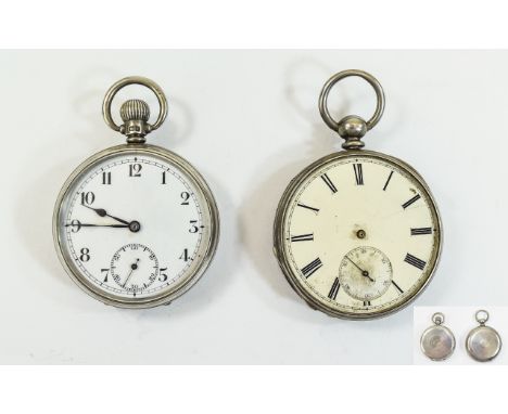 2 Gents Silver Pocket Watches Both With White Enamel Faces, One Stamped A.L.D Birmingham N, The Other Stamped Fine Silver 207