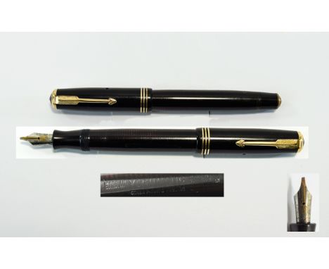 Parker Vacumatic Double Jewell Vintage Fountain Pen. 14ct Gold Nib - Arrow, Pat No 318982. The Nib of Pen Is Fine, Smooth Wri