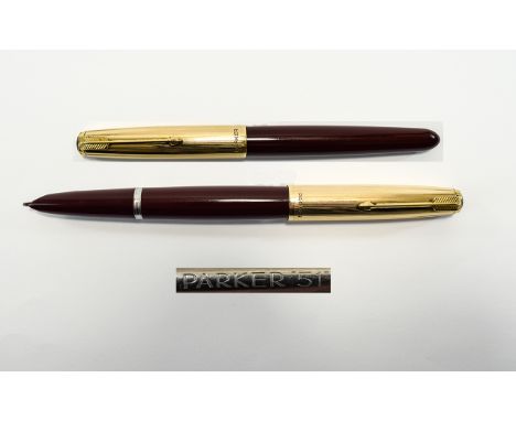 Parker 51 Vintage Vacumatic Fountain Pen, 12ct Gold Filled Cap and Burgundy Body. c.1950's. Excellent Condition, Writes Perfe