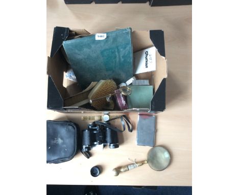 Mixed Lot Of Collectibles To Include Tasco Zip 2004 Binoculars, Mother Of Pearl And Brass Magnifying Glass, White Metal Cigar