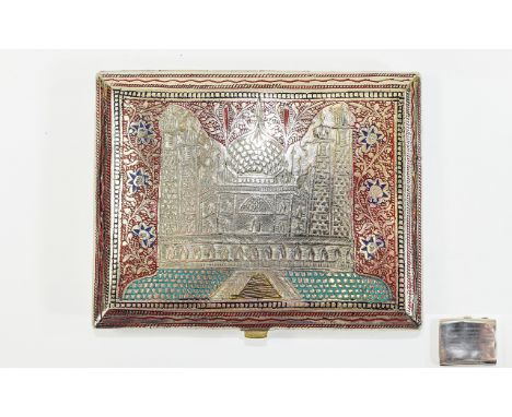 Silver Cigarette Case Chester T&S 1927 71g Monogrammed J.A.B Fully Hallmarked. Together With A White Metal Enamelled Indian C