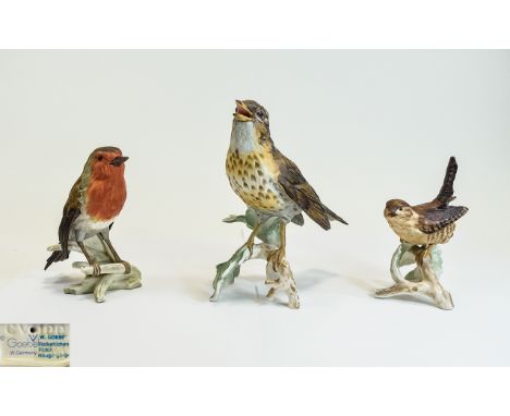 Goebel Bird Figurines ( 3 ) In Total. Comprises 1/ Robin. Height 5 Inches. 2/ Thrush. Height 6.5 Inches. 3/ Chaffinch. All Fi