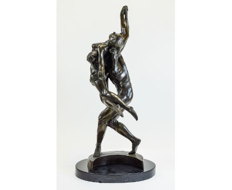 A Large and Impressive Bronze Figure of Male and Female Ballet Dancers In Performance, Raised on a Black Metal Base and Stand