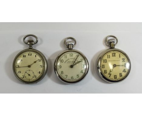 3 Vintage Gents Pocket Watches One Railway Timekeeper Made In Austria, One Shock Proof Lever, The Other With Subsidiary Secon