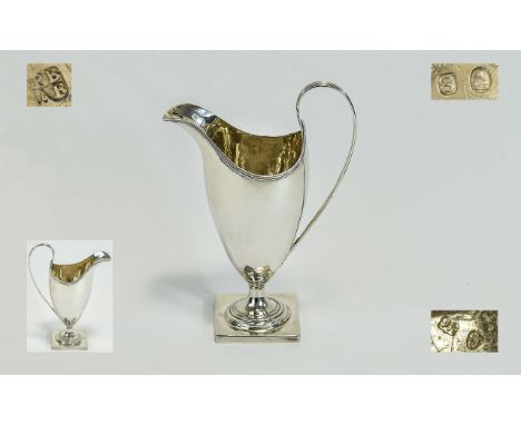 George III - Elegant and Very Fine Silver Helmet Shaped Milk / Cream Jug, by Anne and Peter Bateman. Hallmark for London 1793