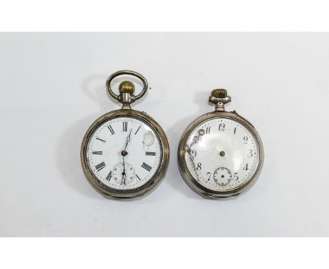 2 Silver Pocket Watches Both With White Enamel Faces And Stamped To Case, A/F